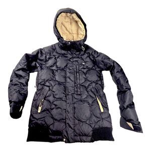 Sepia Ski Snowboard Jacket Black/Tan Gamer Down Puffer Hooded Men's Size S